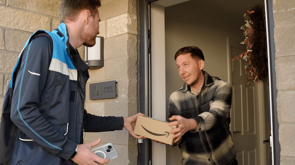 Driver delivering a package to a customer for delivery driver jobs