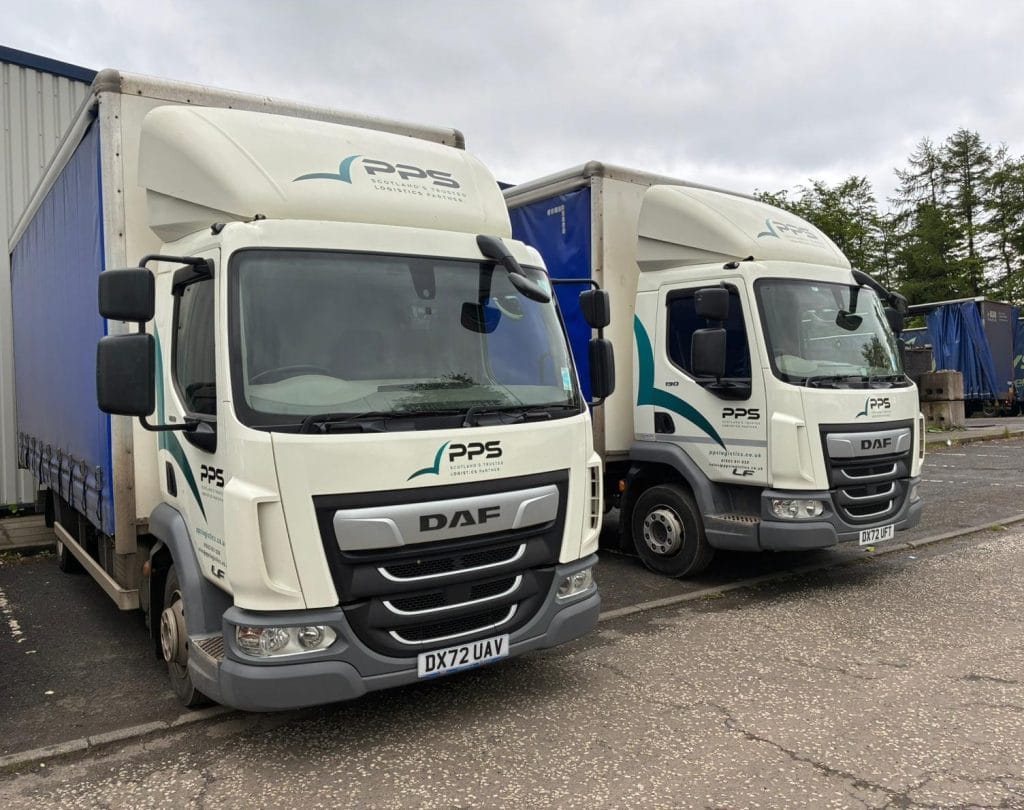 Two trucks ready for HGV Class 2 Driver Jobs Scotland